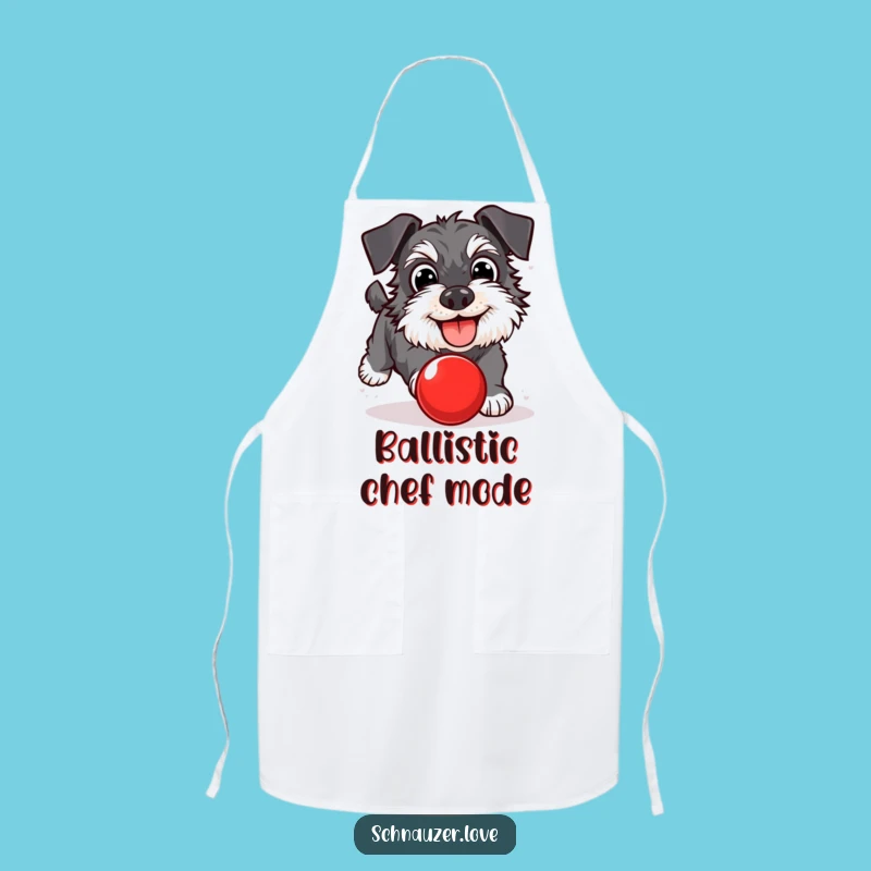 Funny Schnauzer Ball Chasing Apron: Cook with Playful Spirit