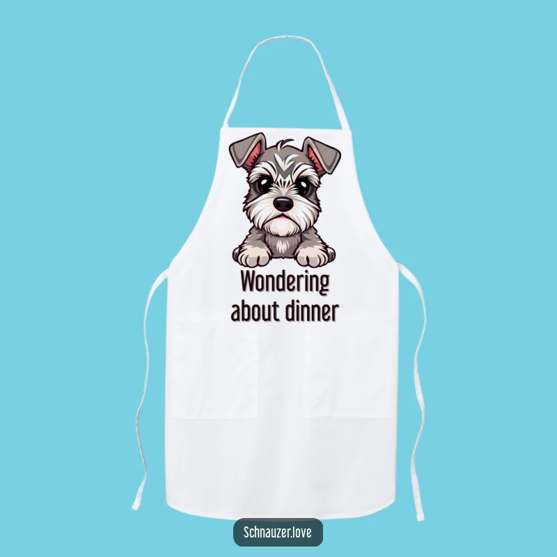 Cook with a curious spirit with this funny schnauzer apron! The prominent eyebrows add a touch of playful intrigue.