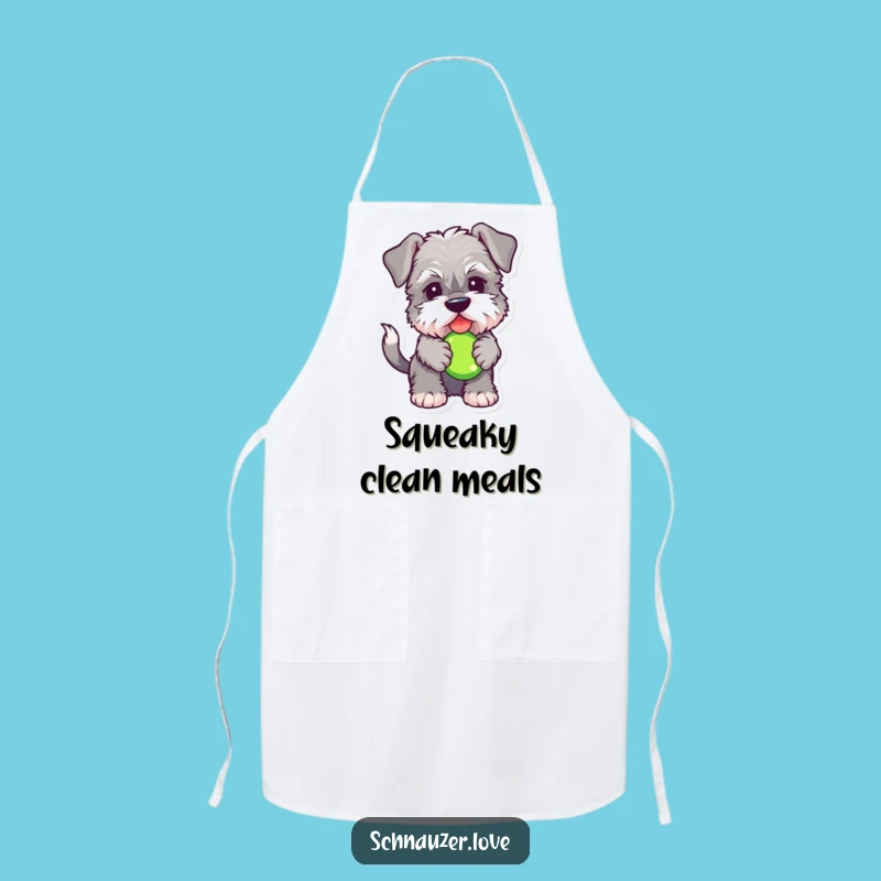 Funny Schnauzer Apron: Chef's Fluffy Dog with Squeaky Toy, Humorous Pet Kitchen Gift