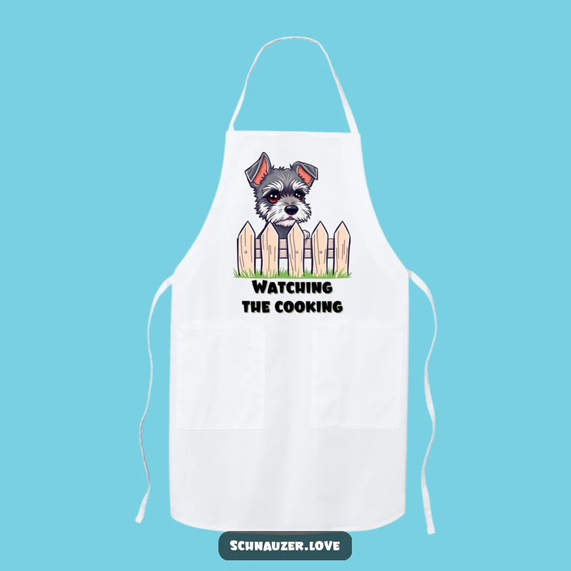 Funny Schnauzer Apron, Chef's Peeking Eyes Kitchen Wear Gift