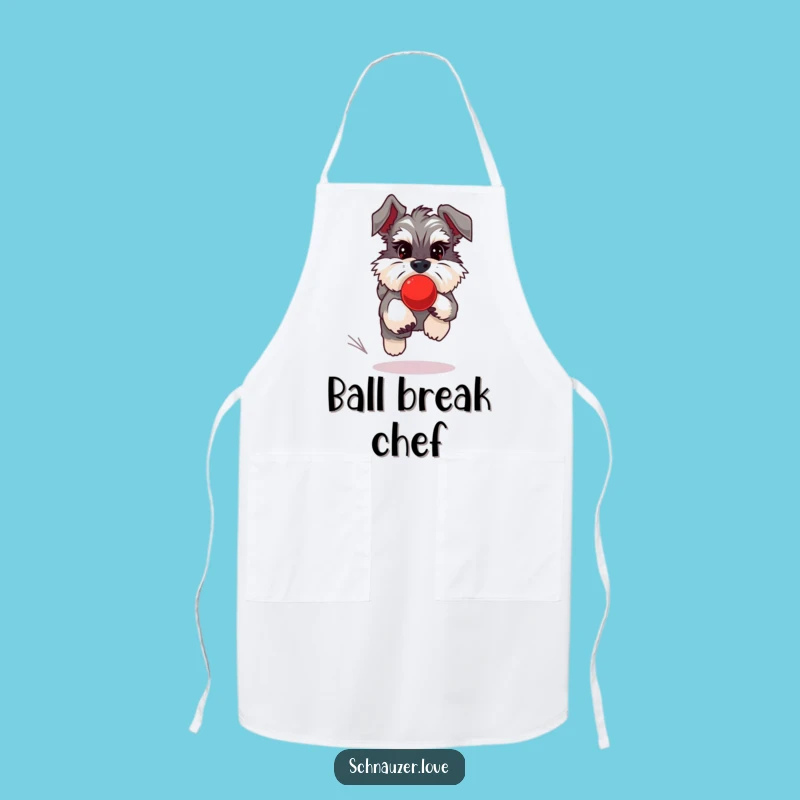 Funny Schnauzer Ball Chase Apron - Chef's Dog Humor Gift for Playful Cooks