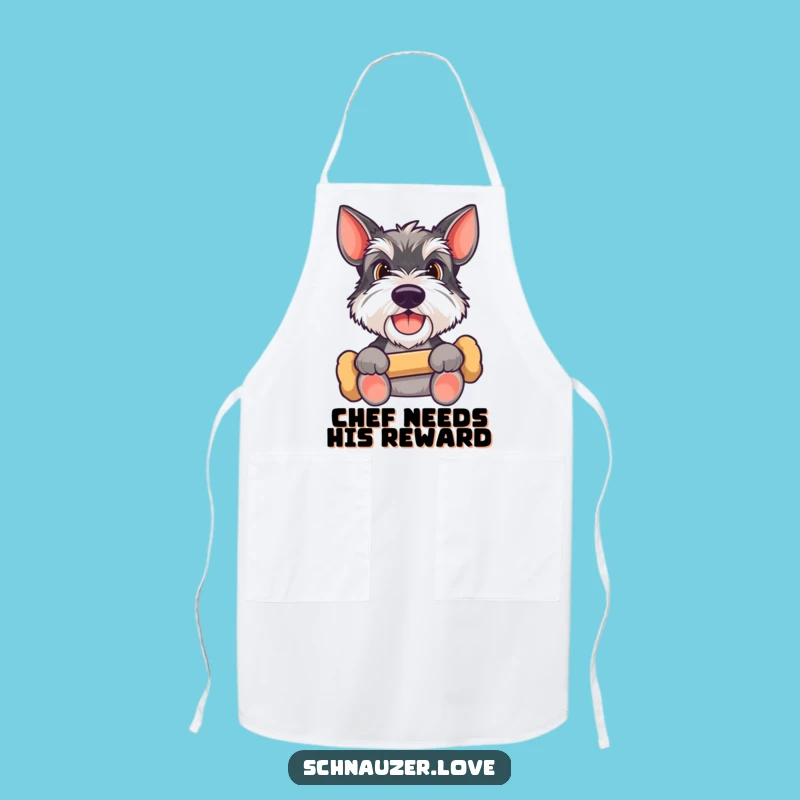 Funny Schnauzer Bone Apron: Chef's Happy Dog Expecting Treat, Humorous Pet Kitchen Gift