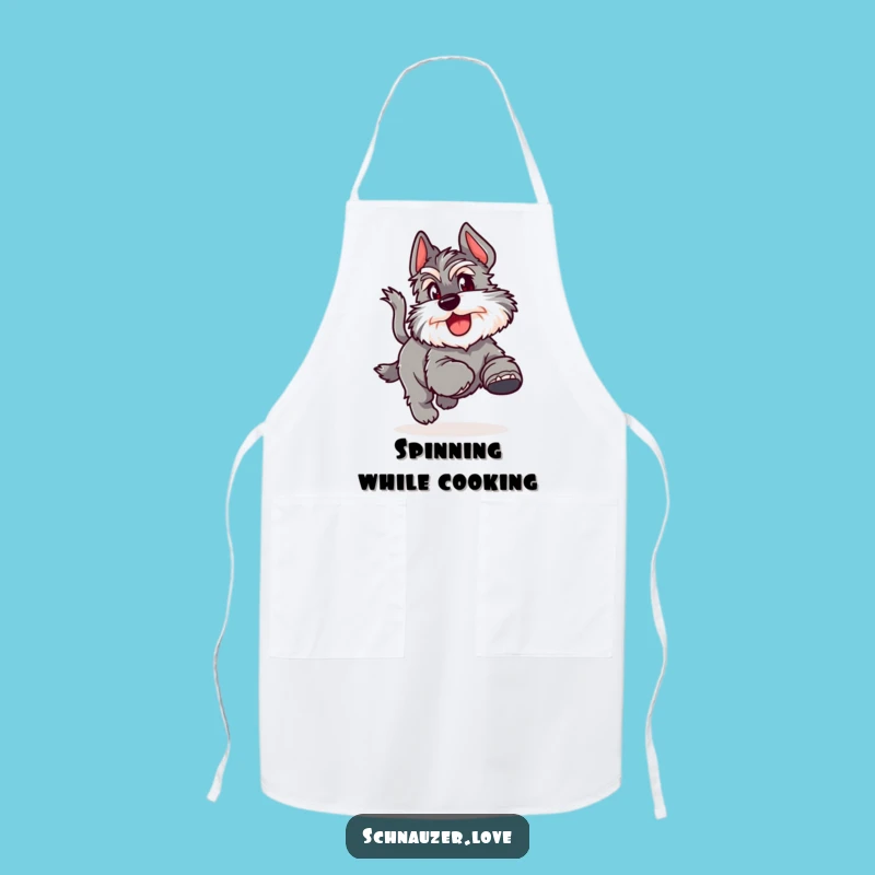 Funny Schnauzer Tail Chase Apron: Joyful Dog Wear for Playful Cooks
