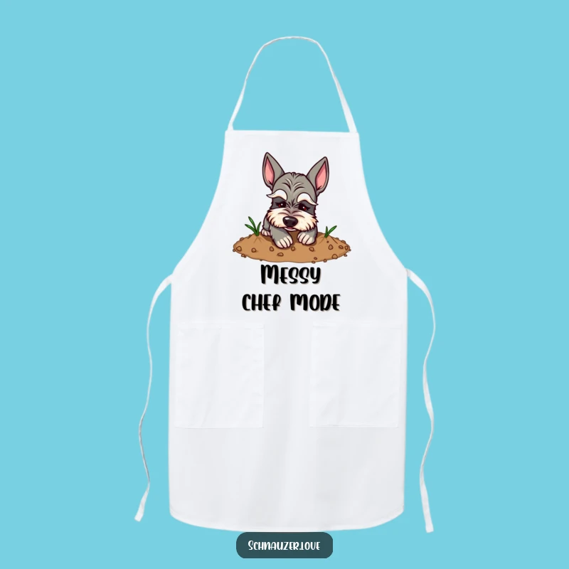 Funny Eyebrow Schnauzer Digging Apron: Cook Up Fun in the Kitchen with This Humorous Design