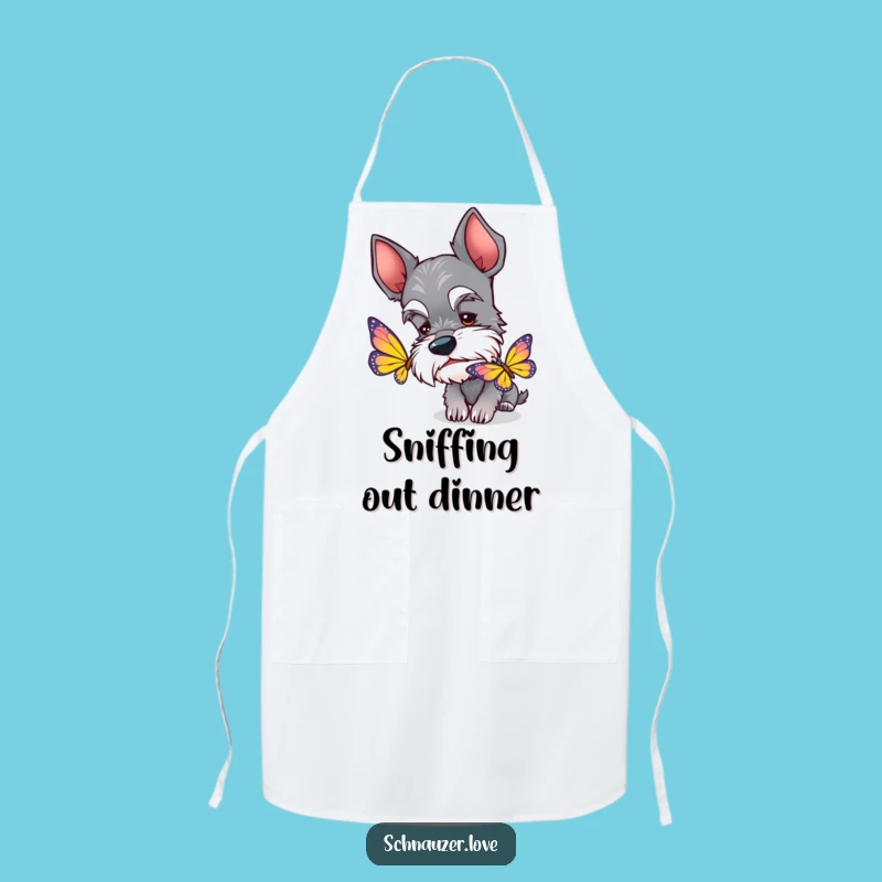 Funny Schnauzer Butterfly Apron: Chef's Delightful Curious Dog Kitchen Accessory, Funny Gift