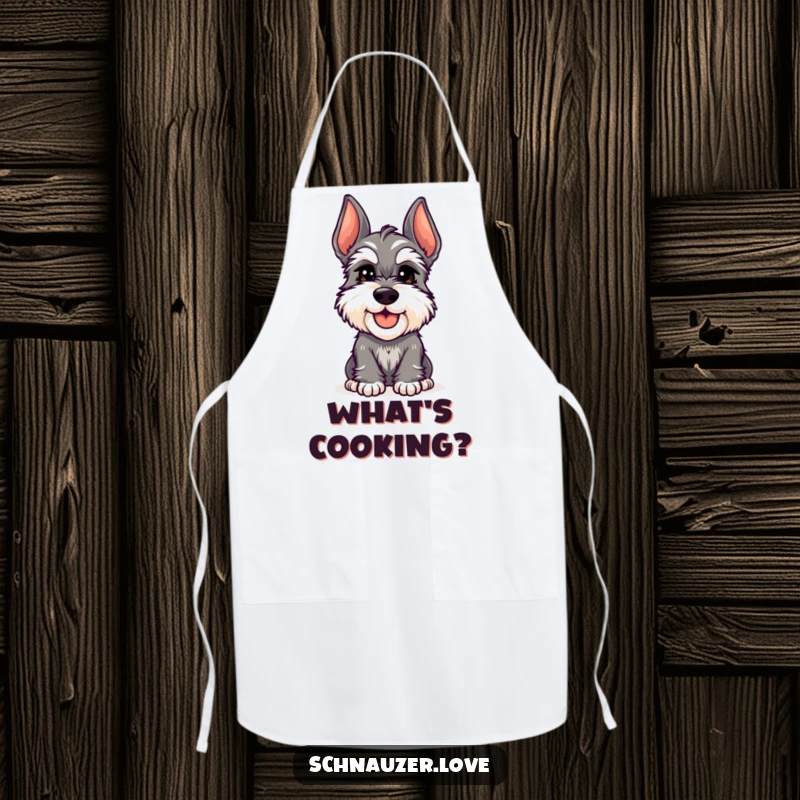 Funny Schnauzer Apron: A cheerful schnauzer tilts its head inquisitively, adding a touch of adorable curiosity to kitchen tasks.