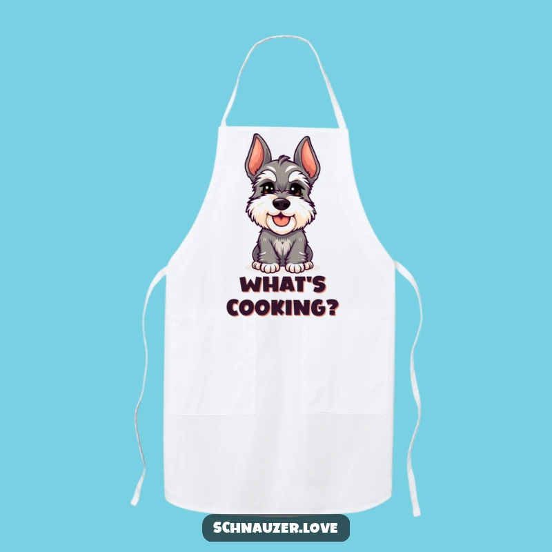 Funny Schnauzer Head Tilt Apron - Cook with Curiosity, Perfect Funny Gift!