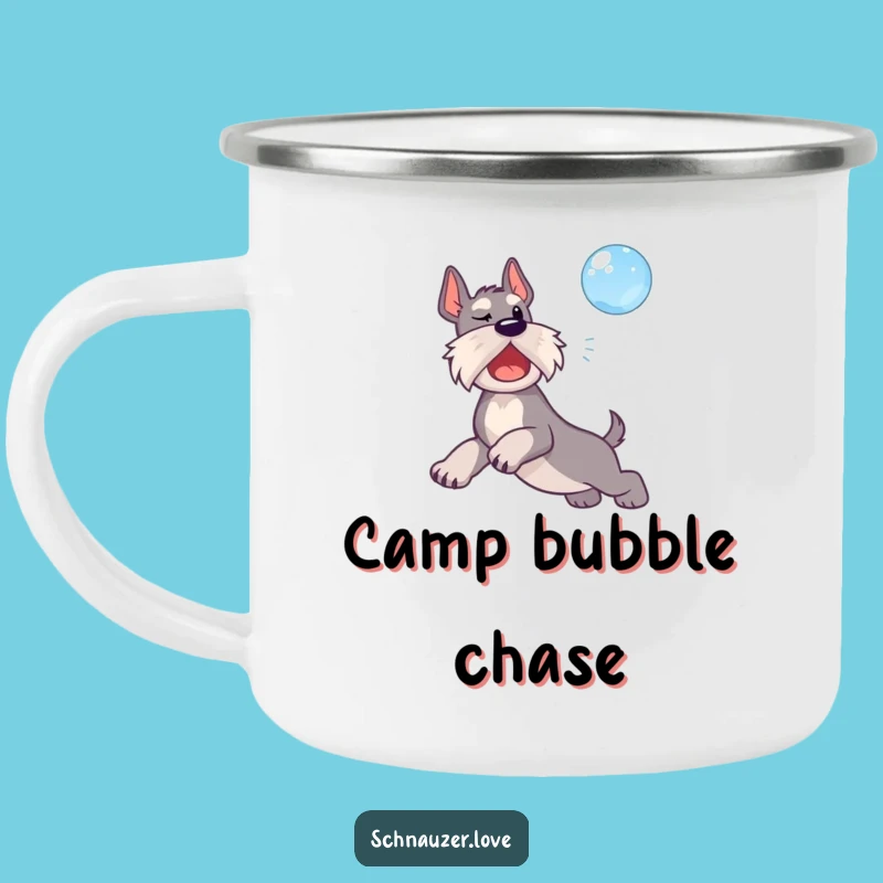 Funny Bubble Schnauzer Camping Mug: Adventure Fueled by Playful Joy
