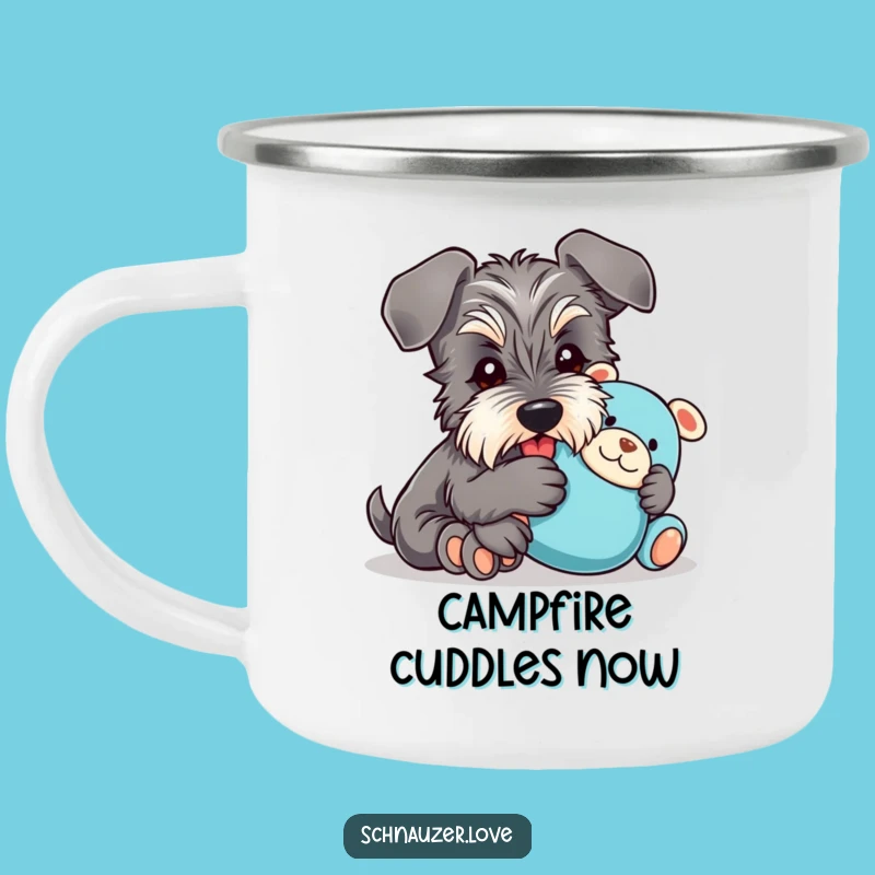 Funny Schnauzer Camping Mug: Cuddle Buddy for Hilarious Outdoor Gift
