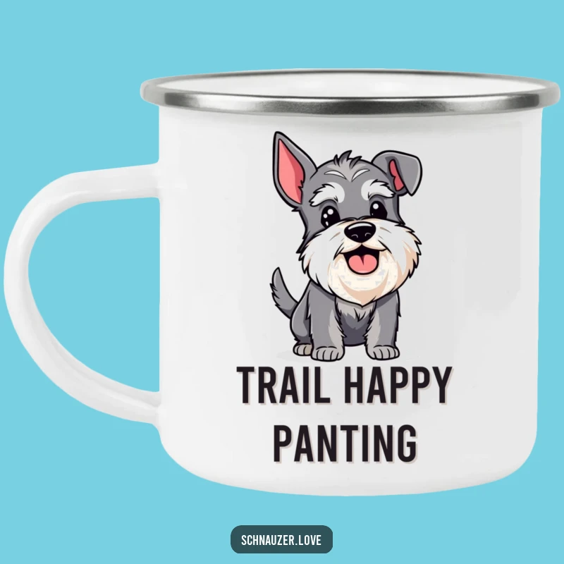 Funny Happy Schnauzer Wagging Tail Camping Mug: Your Cheerful Companion for Adventures
