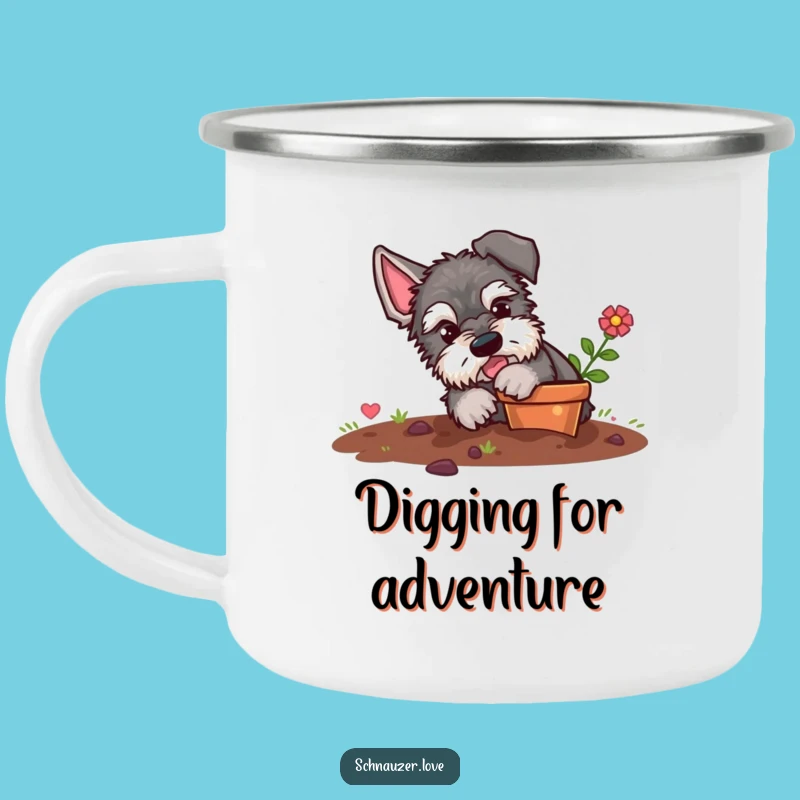 Funny Schnauzer Camping Mug: Durable Mischievous Dog Adventure Mug
