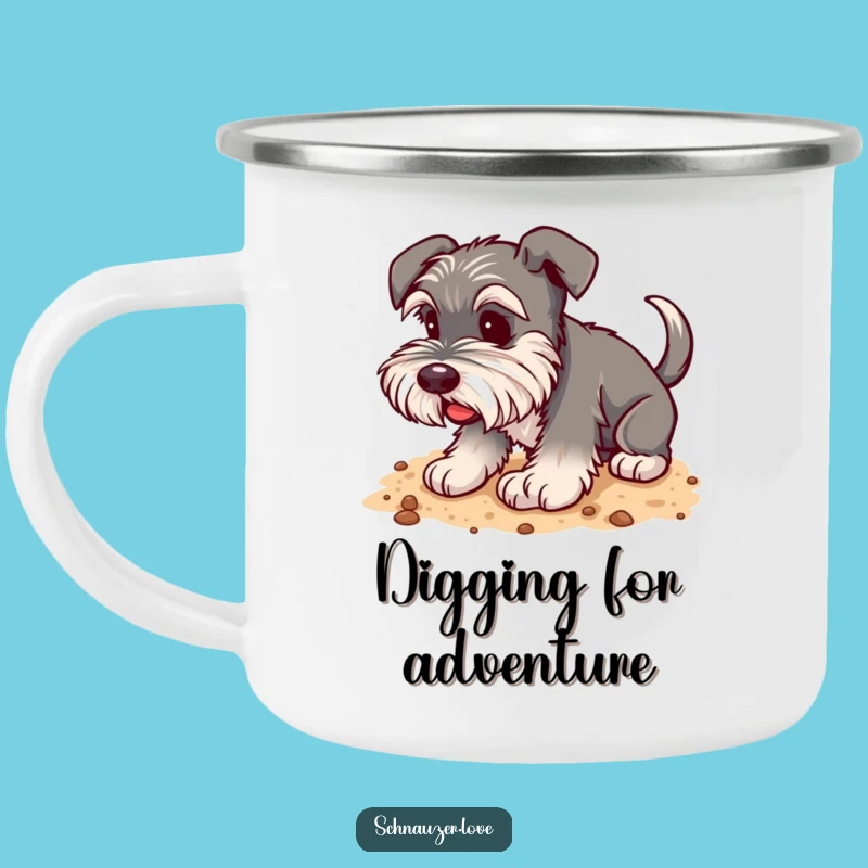 Funny Schnauzer Digging Camping Mug: Outdoor Fun Dog Cup, Great Funny Gift