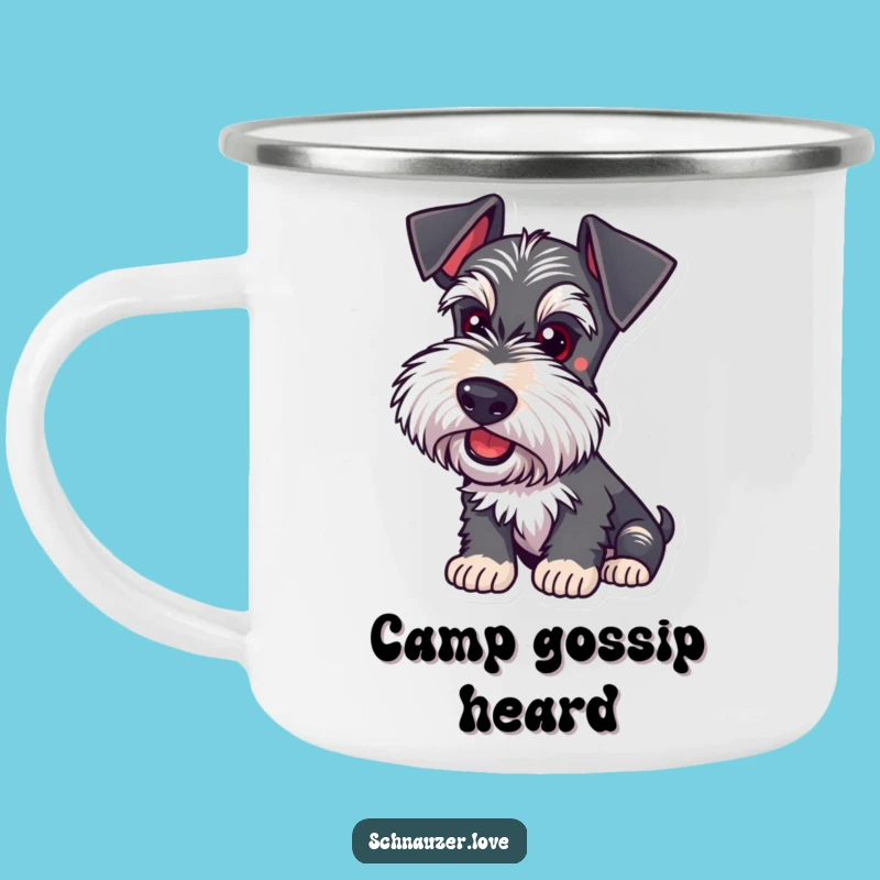 Funny Schnauzer Listening Camping Mug: Durable Cup for Attentive Dog Lovers