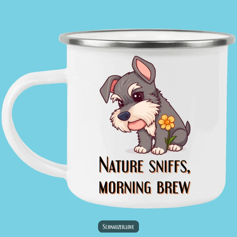 Nature Explorer Schnauzer Flower Camping Mug: Sip and Sniff, A Perfect Funny Gift