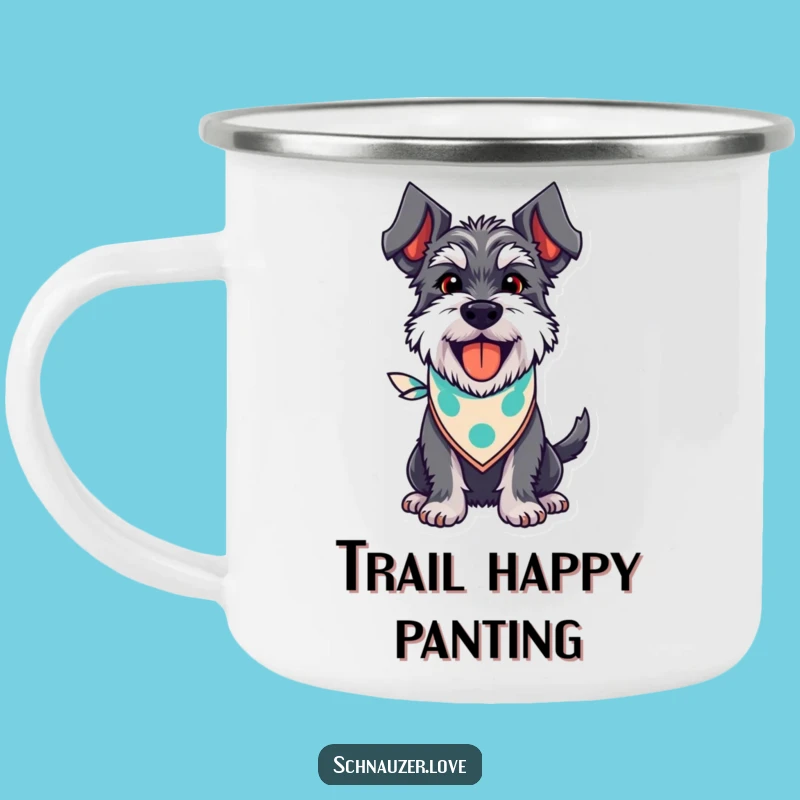 Durable Funny Schnauzer Bandana Camping Mug, Humorous Outdoor Gift