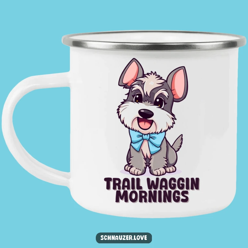 Funny Schnauzer Bow Camping Mug: Durable and Humorous Outdoor Dog Gift