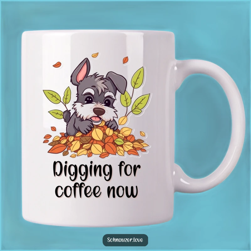 Funny Digging Schnauzer Mug: Hilarious Autumn Dog Gift for Schnauzer Fans