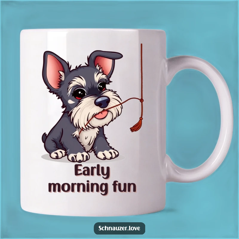 Funny Big Ear Schnauzer String Play Mug: Hilarious Gift for Playful Dog Enthusiasts