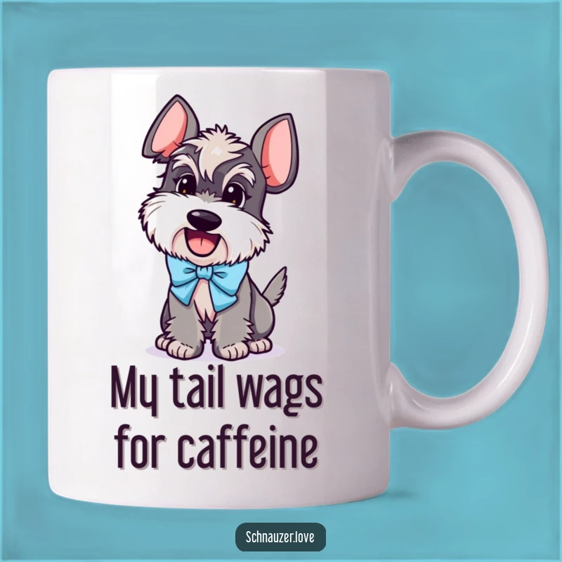 Funny Bow-Wearing Schnauzer Mug: The Perfect Excited Dog Gift for Schnauzer Lovers