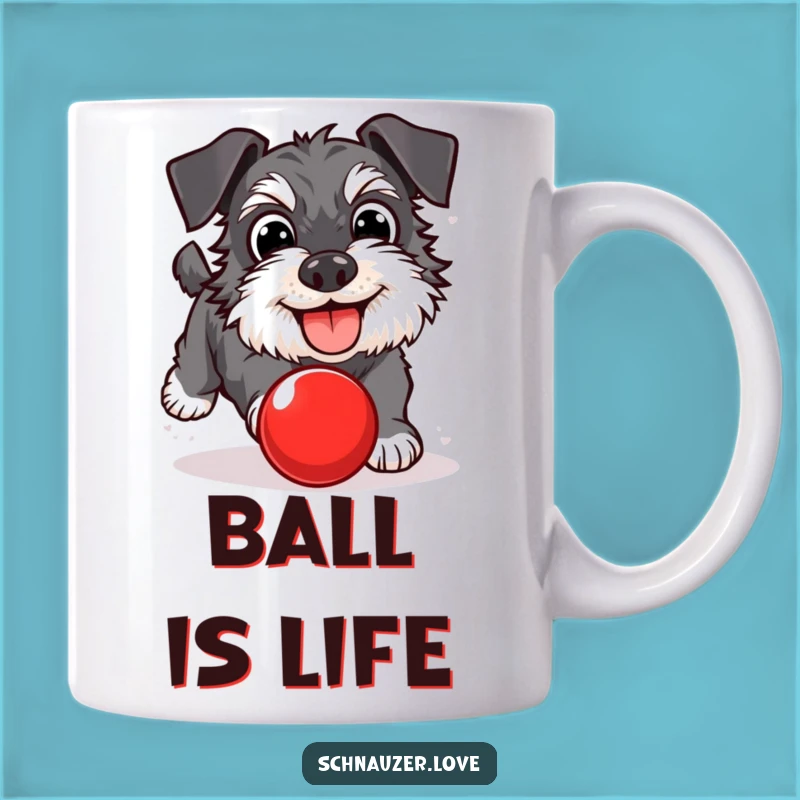 Funny Happy Schnauzer Ball Chasing Mug: A Joyful Pup's Favorite Gift