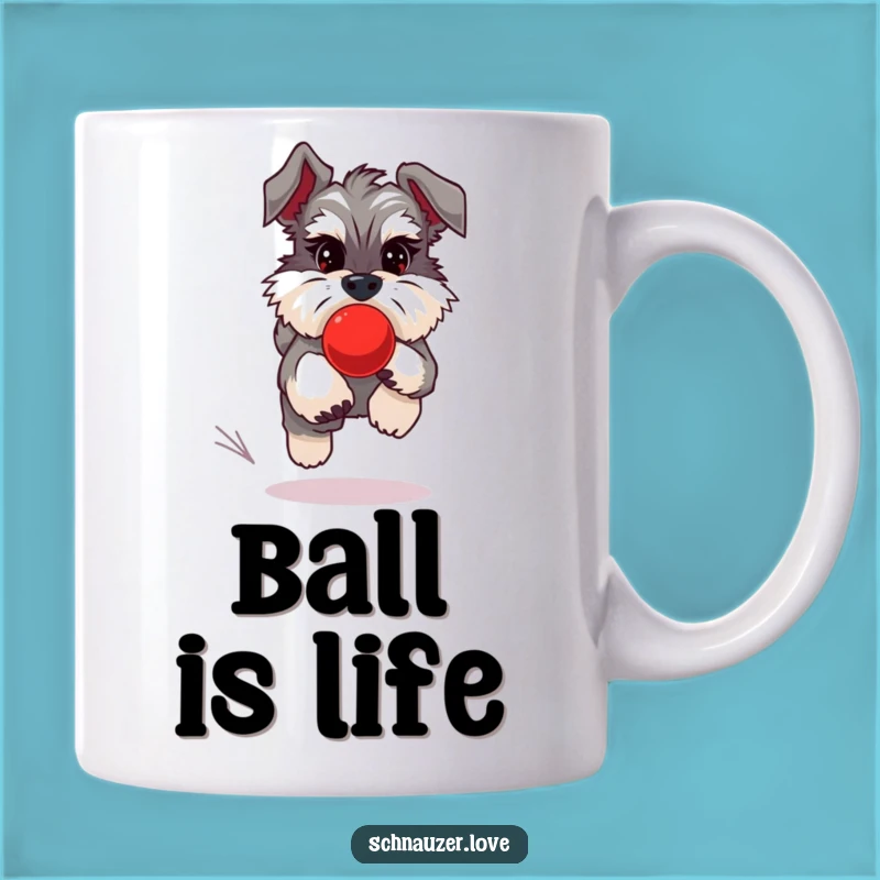 Funny Schnauzer Ball Chase Mug - Energetic Dog Humor Gift for Playful Pups
