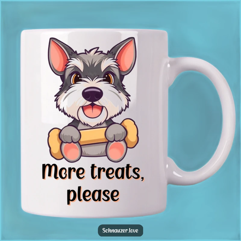Funny Schnauzer Bone Mug: Happy Dog Expecting Treat, Perfect Humorous Pet Gift
