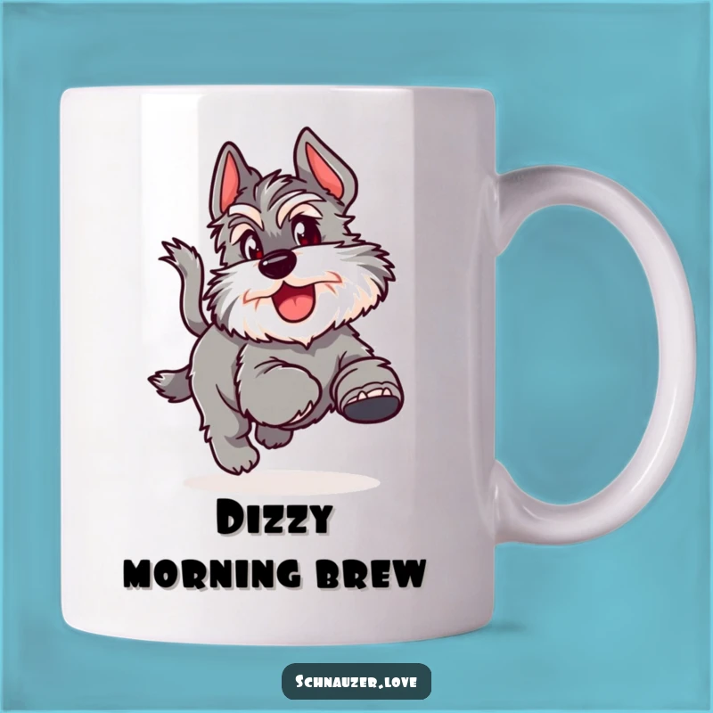 Funny Schnauzer Tail Chase Mug: Joyful Dog Design, Perfect Hilarious Gift for Dog Lovers