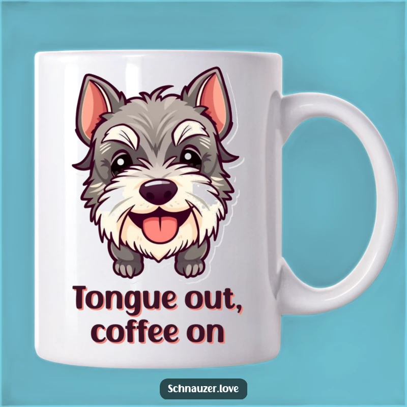 Funny Schnauzer Tongue Out Mug: Goofy Dog Joy, Ideal Funny Gift for Schnauzer Enthusiasts