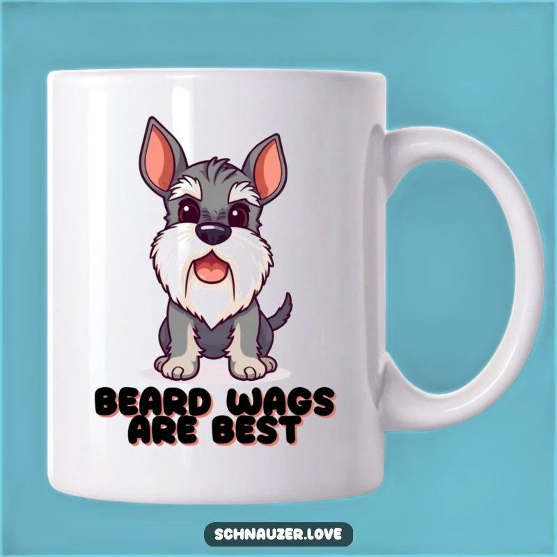 Funny Schnauzer Wagging Tail Mug, Stylized Perky Beard Gift for Dog Lovers