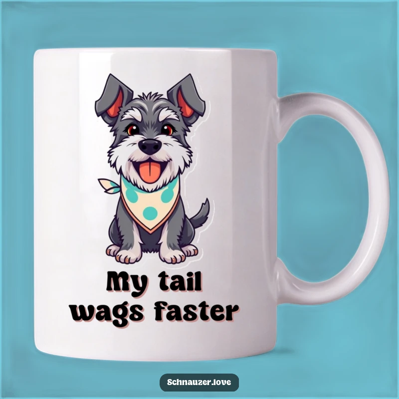 Funny Schnauzer Bandana Wagging Tail Mug, Perfect Humorous Gift for Dog Lovers