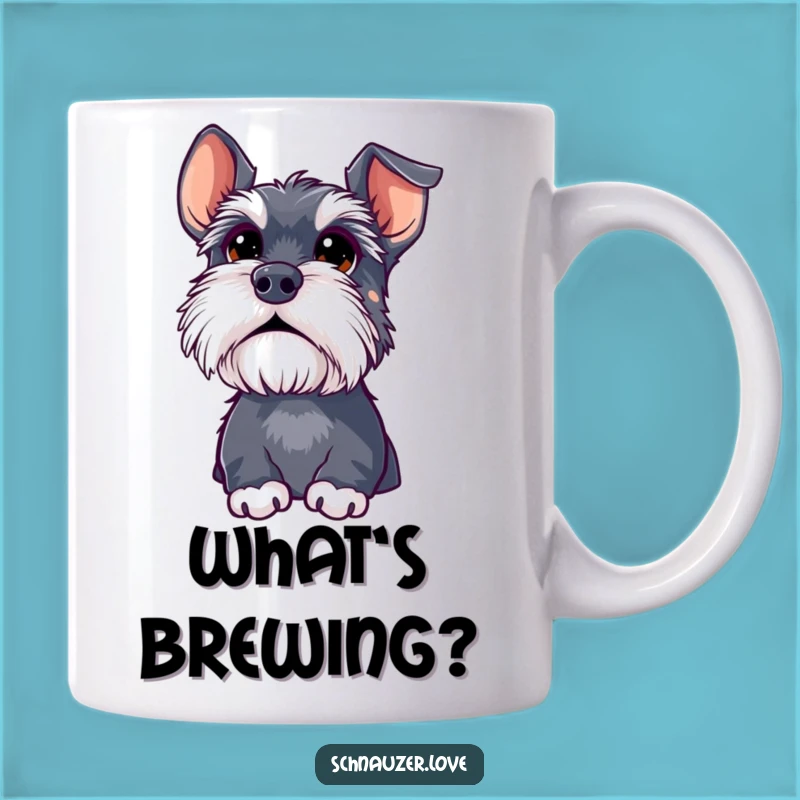 Funny Curious Schnauzer Mug: Big Eyed Wonder Dog Coffee Gift