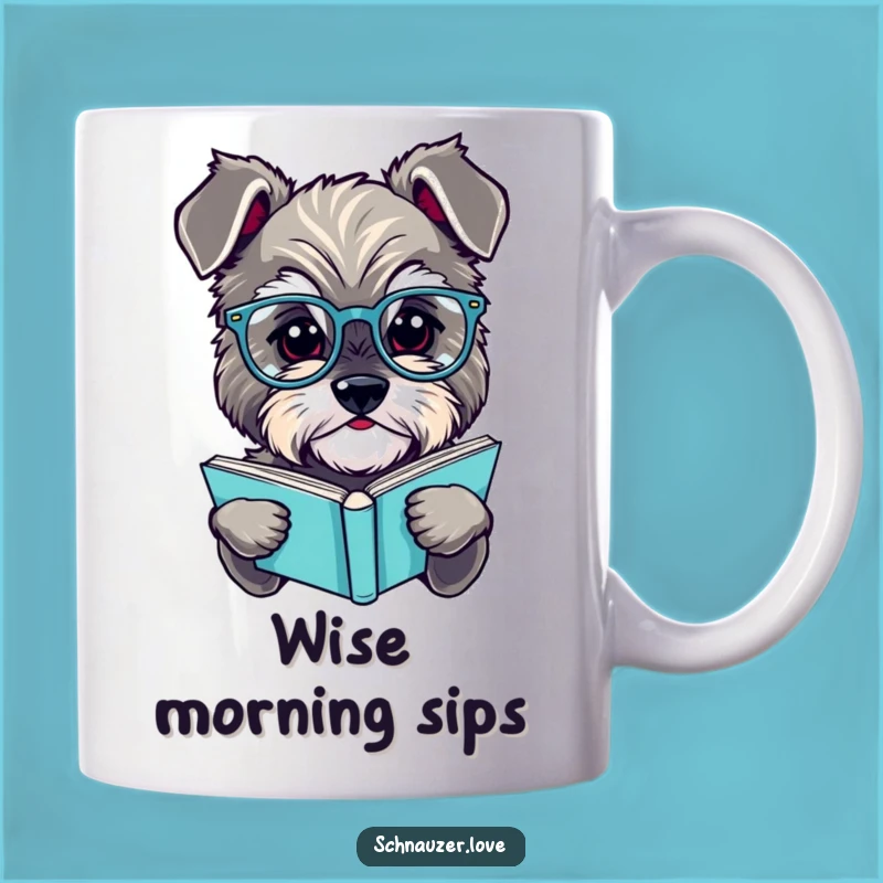 Funny Schnauzer Bookworm Mug: Adorable Spectacled Dog Gift for Readers