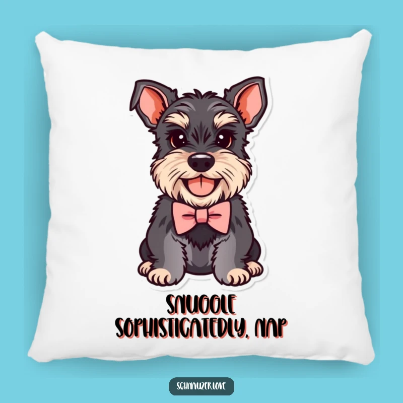 Comfy Funny Schnauzer Bowtie Pillow: Plush Comfort, A Snuggly Funny Gift for Dog Lovers