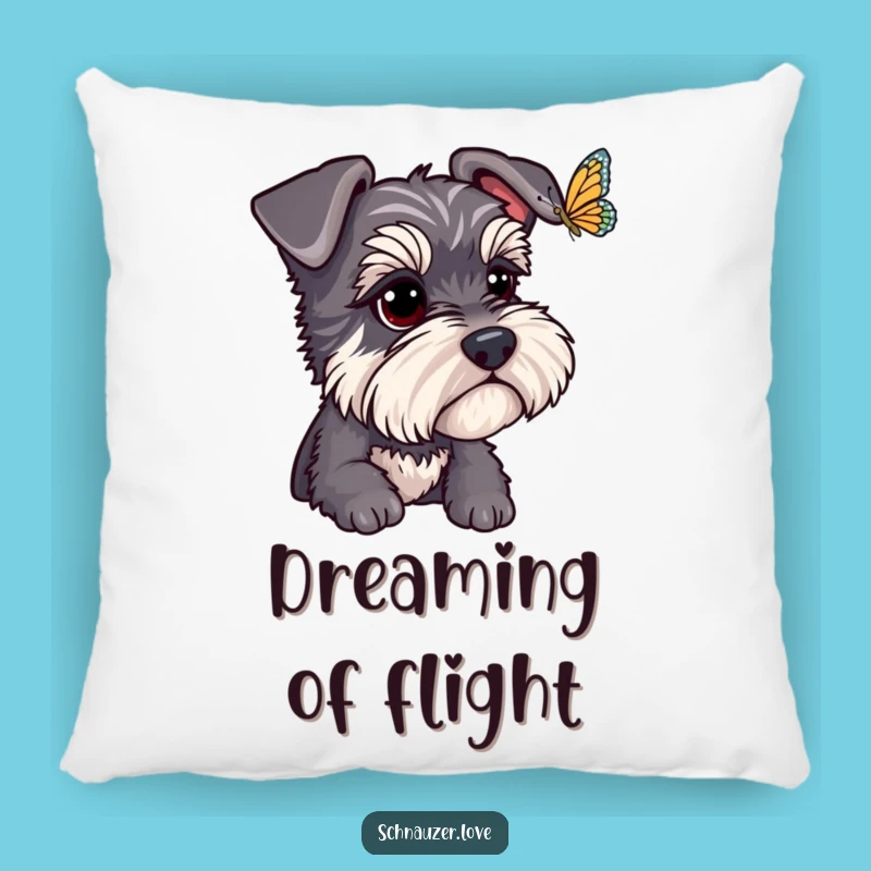 Funny Schnauzer Butterfly Watch Pillow: Comfy Accent with Nature's Humor