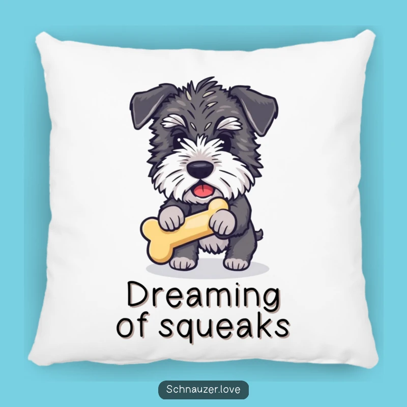 Funny Schnauzer Bone Fetch Pillow: Snuggle Up with This Hilarious Canine Companion