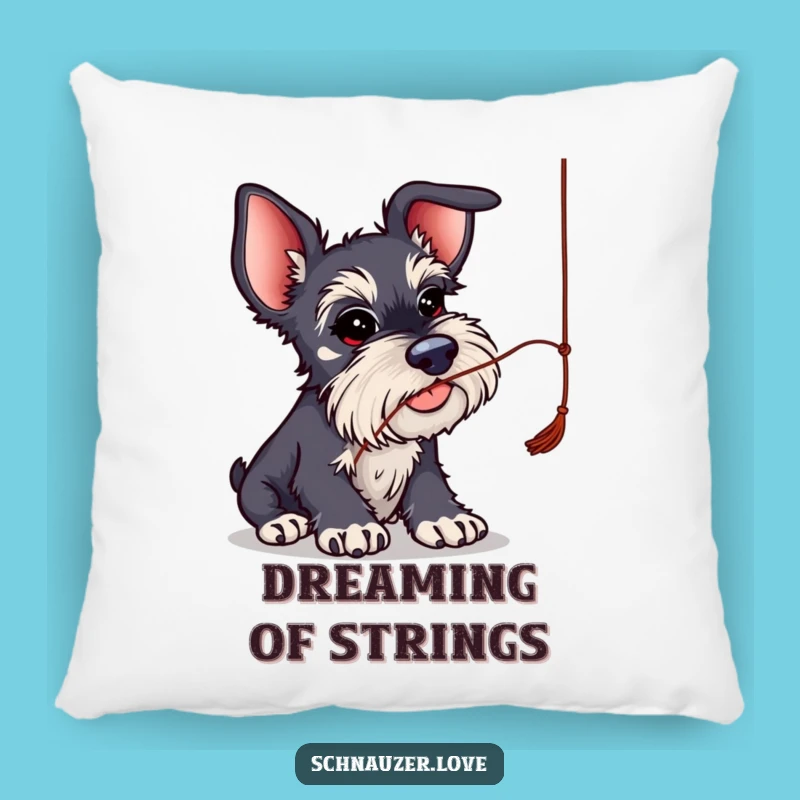 Funny Big Ear Schnauzer String Play Pillow: Snuggle Up with Canine Playfulness and Humor