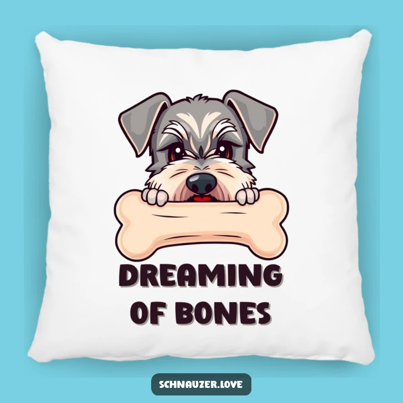 Funny Schnauzer Bone Pillow - Comfy & Humorous Accent for Salivating Schnauzer Fans!
