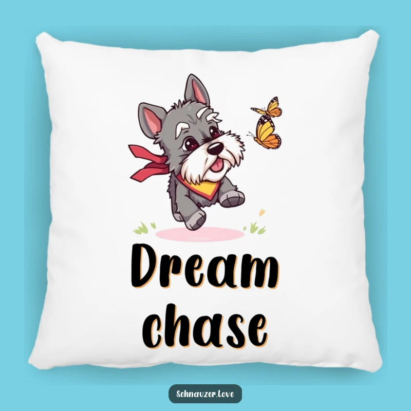 Funny Schnauzer Butterfly Pillow: Cozy Chase Comfort, Perfect Dog Accent
