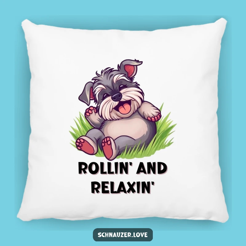 Funny Schnauzer Grass Roll Pillow: Comfy Dog Humor, Perfect Decorative Funny Gift