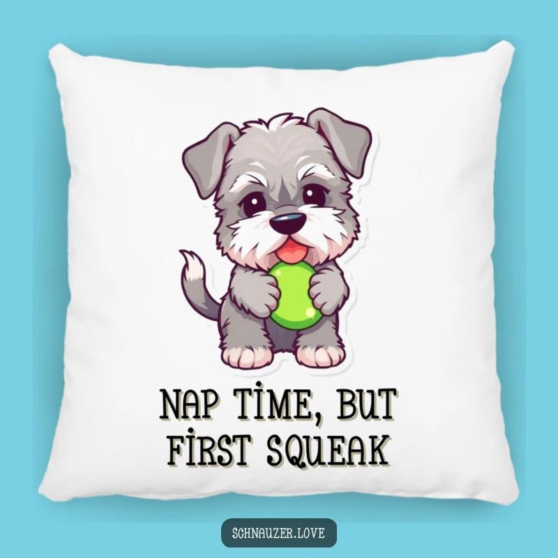 Funny Schnauzer Pillow: Cozy Fluffy Dog with Squeaky Toy, Soft Humorous Pet Accent Gift