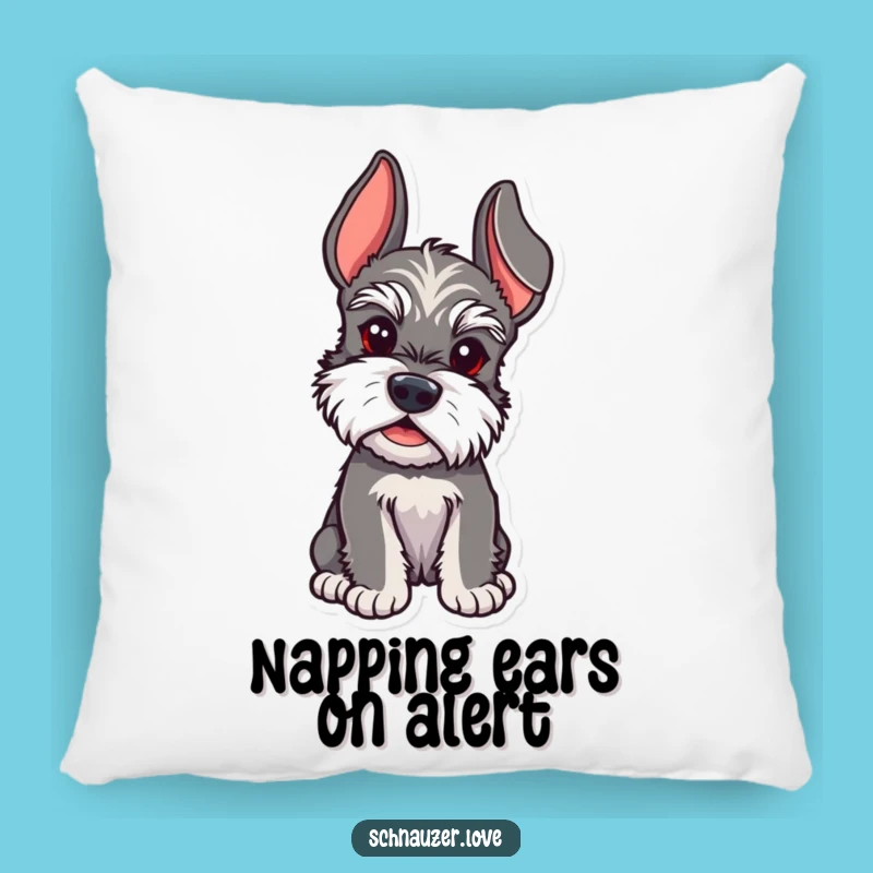 Funny Schnauzer Listening Pillow - Comfy & Humorous Accent for Attentive Schnauzer Fans!