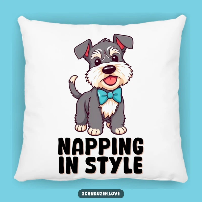 Funny Schnauzer Bow Tie Pillow: Comfy Canine Class Accent!
