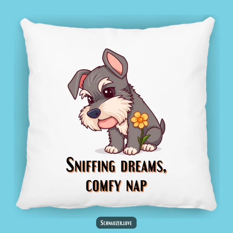 Comforting Schnauzer Flower Pillow: Soft Curiosity, A Sweet Funny Gift