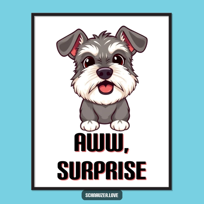 Funny Schnauzer Surprise Digital Print: Shocked Dog Art, Perfect Wall Funny Gift