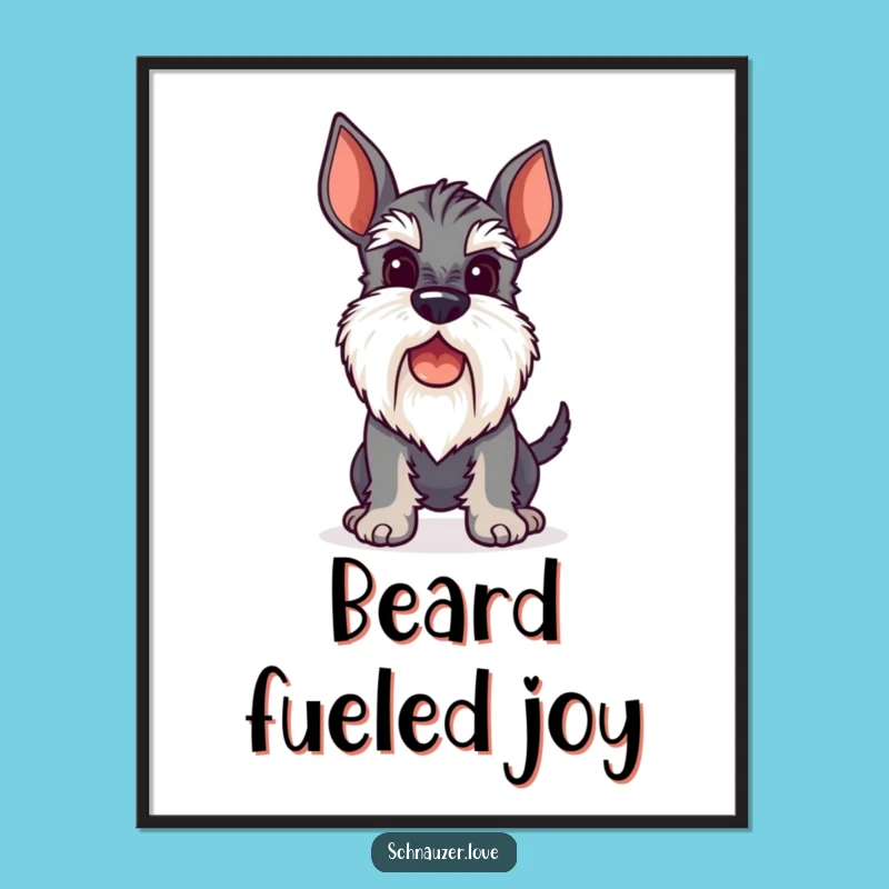 Funny Schnauzer Wagging Tail Digital Art, Perky Beard Print Gift