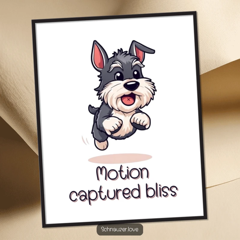 Funny Schnauzer Digital Art: An energetic schnauzer runs with a ball, creating hilarious and action-packed wall art for instant decor.
