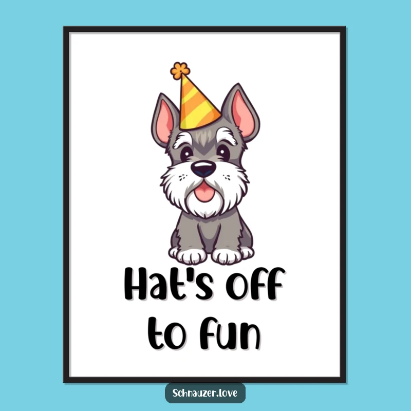 Funny Party Schnauzer Digital Art - Instant Dog Humor Festive Decor Download