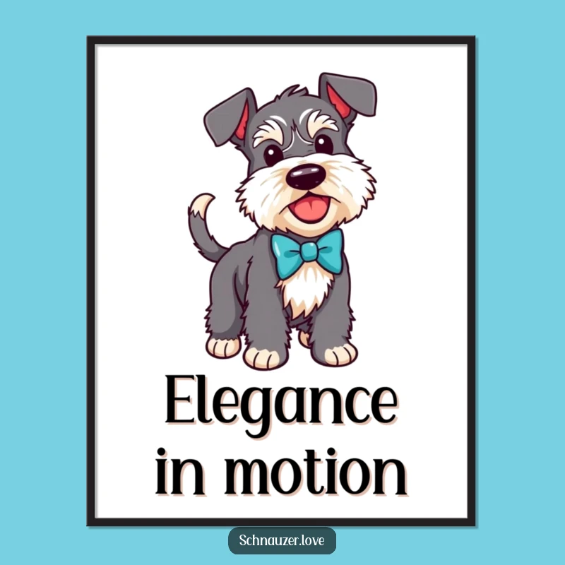 Funny Schnauzer Bow Tie Digital Print: Instant Dapper Decor!