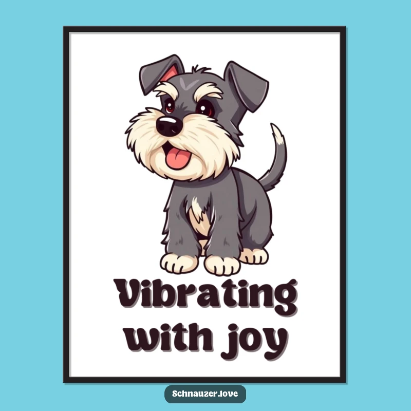 Funny Schnauzer Digital Art - Vibrant & Hilarious Wagging Tail Print