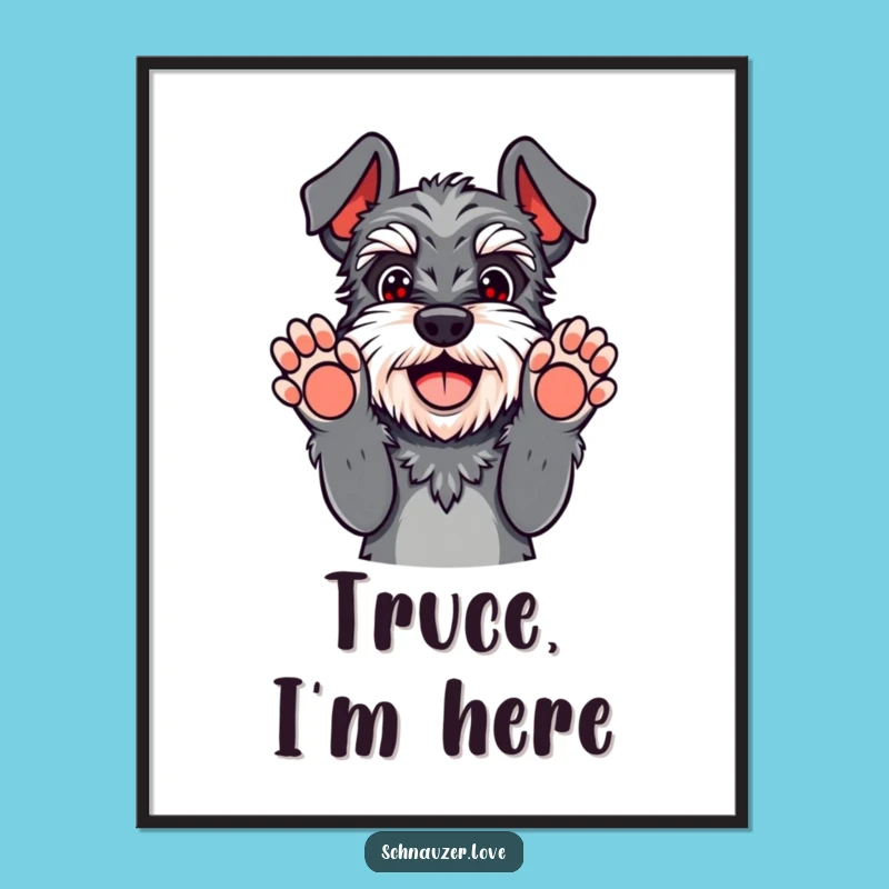 Funny Schnauzer Surrender Digital Art - Playful Paws Up Gift Print